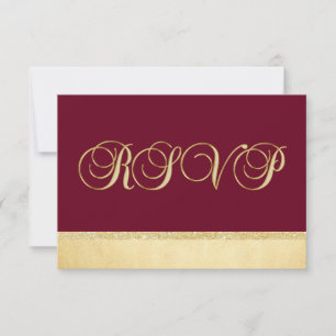 Personalised Burgundy Fall Gold RSVP Wedding Card
