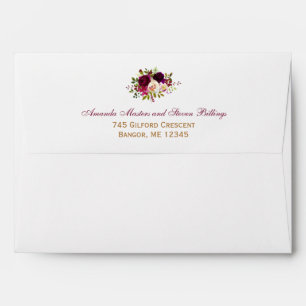 Personalised Burgundy Floral A7 Envelope
