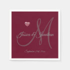 Personalised BURGUNDY Heart Monogrammed Wedding