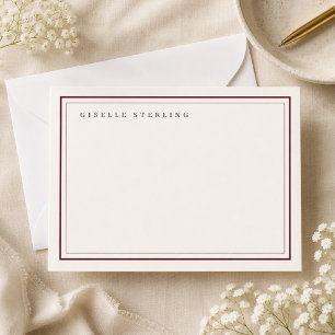 Personalised Burgundy Ivory Double Border Card