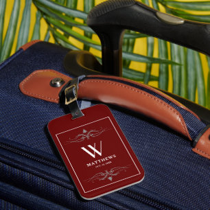 Personalised burgundy Luggage Tag
