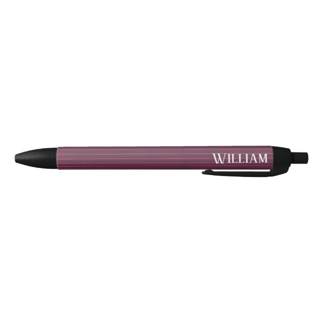 Personalised burgundy pinstripes black ink pen (Bottom)