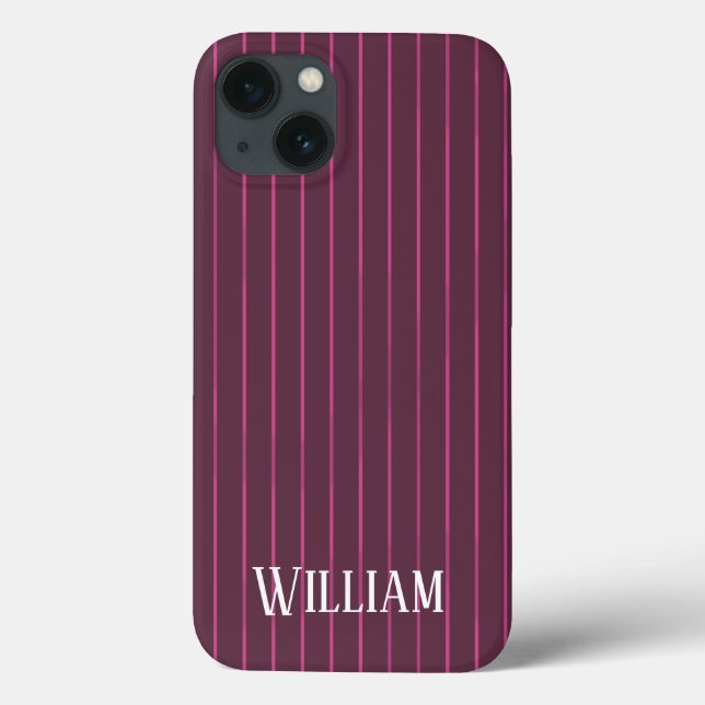 Personalised burgundy pinstripes Case-Mate iPhone  Case (Back)