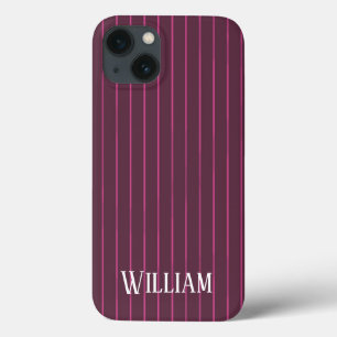 Personalised burgundy pinstripes Case-Mate iPhone  iPhone 13 Case