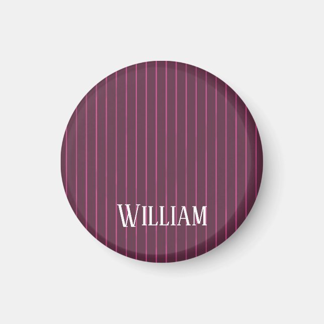Personalised burgundy pinstripes magnet (Front)