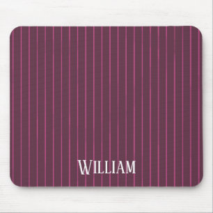 Personalised burgundy pinstripes mouse mat