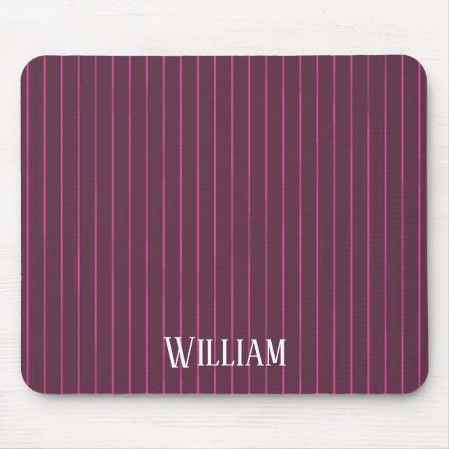 Personalised burgundy pinstripes mouse mat (Front)