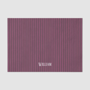 Personalised burgundy pinstripes tissue paper