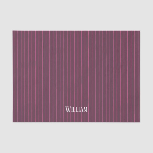 Personalised burgundy pinstripes tissue paper (Front)