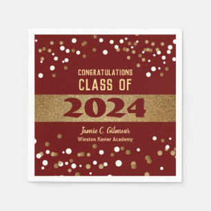 Personalised Burgundy red Class of 2024 Graduation Napkin