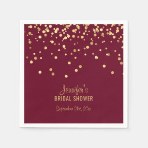 Personalised BURGUNDY Red Gold Bridal Shower Napkin