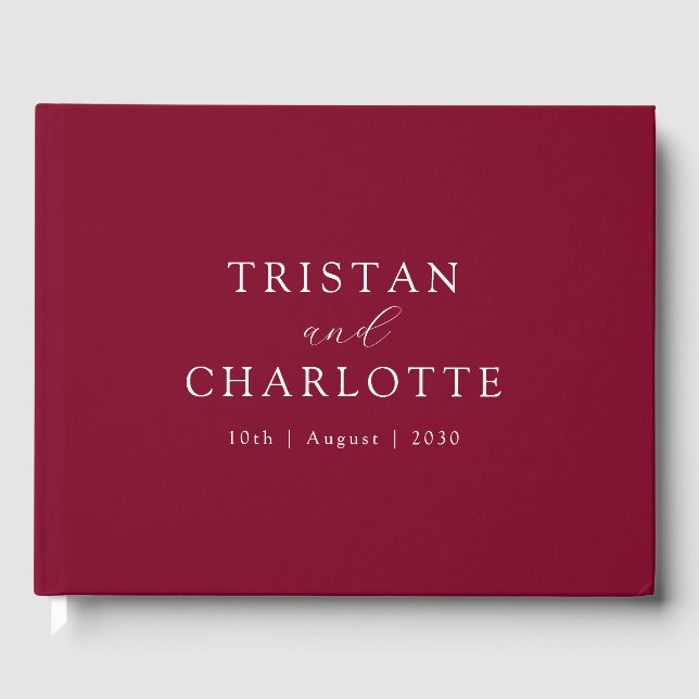 Personalised Burgundy Red Guest Book (Front)