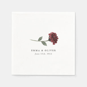 Personalised Burgundy Rose Floral Wedding Napkin