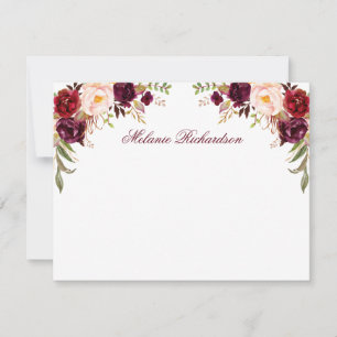 Personalised Burgundy Watercolor Floral Card