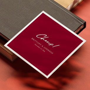 Personalised Burgundy Wedding Napkins