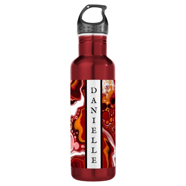 Personalised Burgundy White Digital Fluid Art    710 Ml Water Bottle (Front)