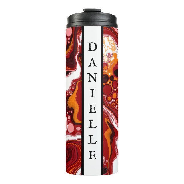 Personalised Burgundy White Digital Fluid Art    Thermal Tumbler (Front)