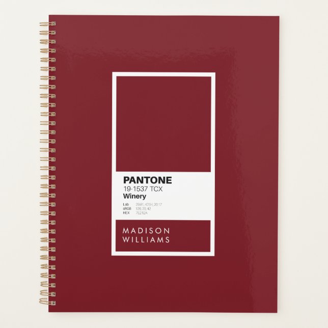 Personalised Burgundy Wine Notebook | Custom Name Planner (Front)