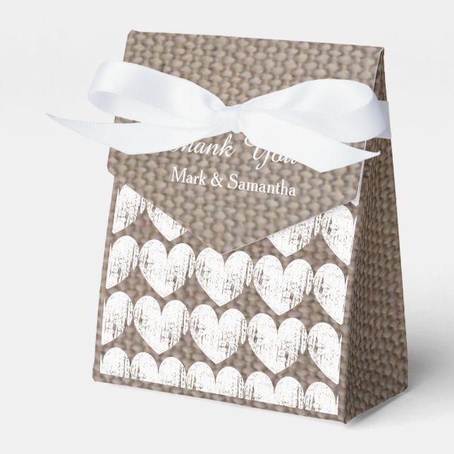 Personalised burlap country chic wedding favour bo favour box (Front Side)