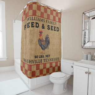 Personalised Burlap Feed Sack Design Vintage Shower Curtain