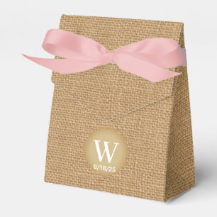 Personalised Burlap  Monogram Wedding Favour Box