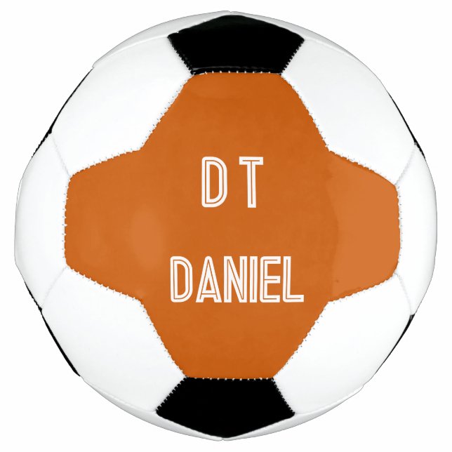 Personalised  -  burnt orange  soccer football (Front)