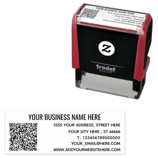 Personalised Business Address QR Code Info Stamp (In Situ)