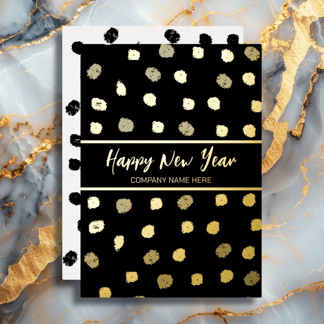 Personalised Business Black and Gold Foil New Year Foil Holiday Card (Creator Uploaded)