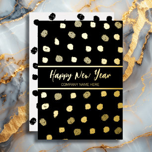Personalised Business Black and Gold Foil New Year Holiday Card