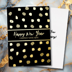 Personalised Business Black and Gold Foil New Year Holiday Card