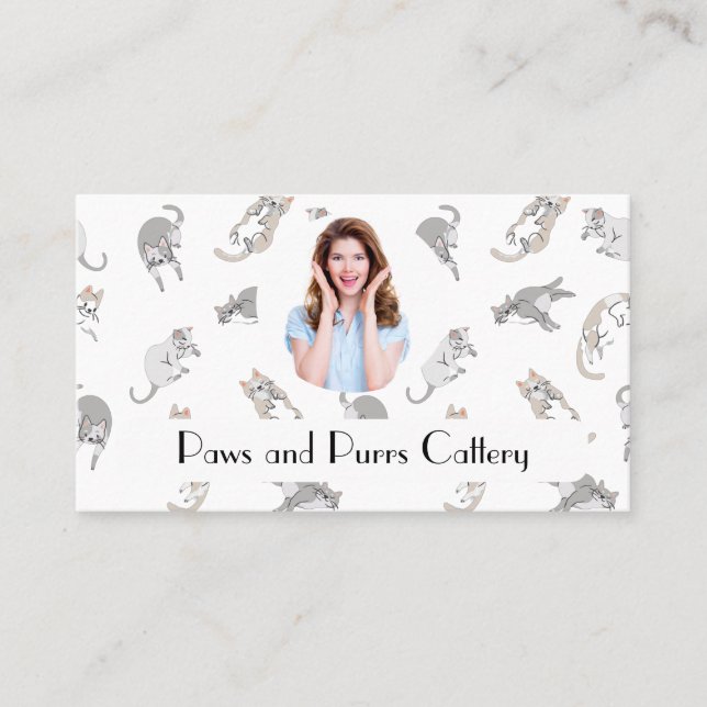 Personalised Business Card Cattery Cat Pattern  (Front)
