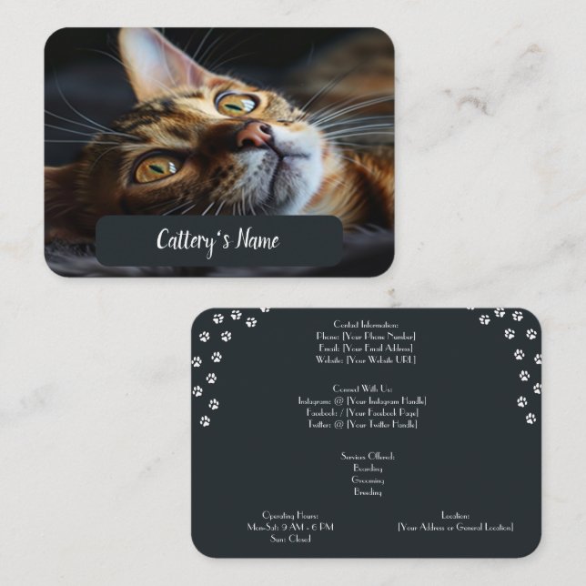 Personalised Business Card For Cattery Bengal Cat (Front/Back)