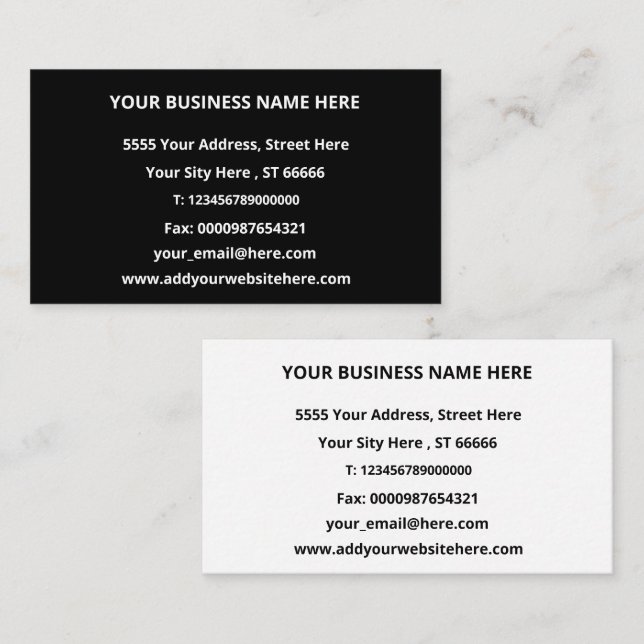 Personalised Business Card Your Colours and Fonts (Front/Back)