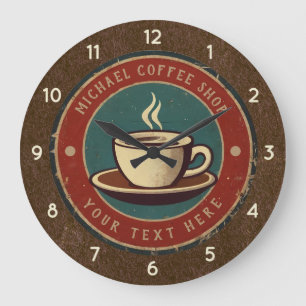 Personalised Business Coffee Shop - Coffee Bar Large Clock