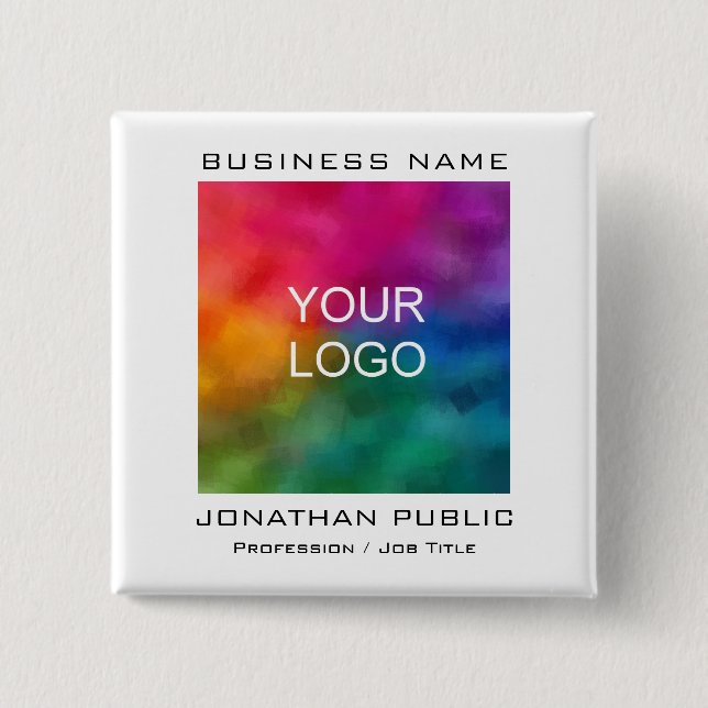 Personalised Business Company Corporate Logo 15 Cm Square Badge (Front)