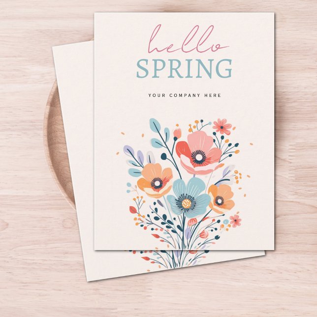 Personalised Business Floral Hello Spring  Postcard (Creator Uploaded)