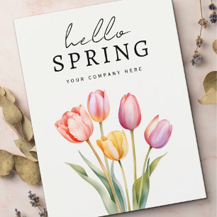 Personalised Business Hello Spring Tulips Postcard