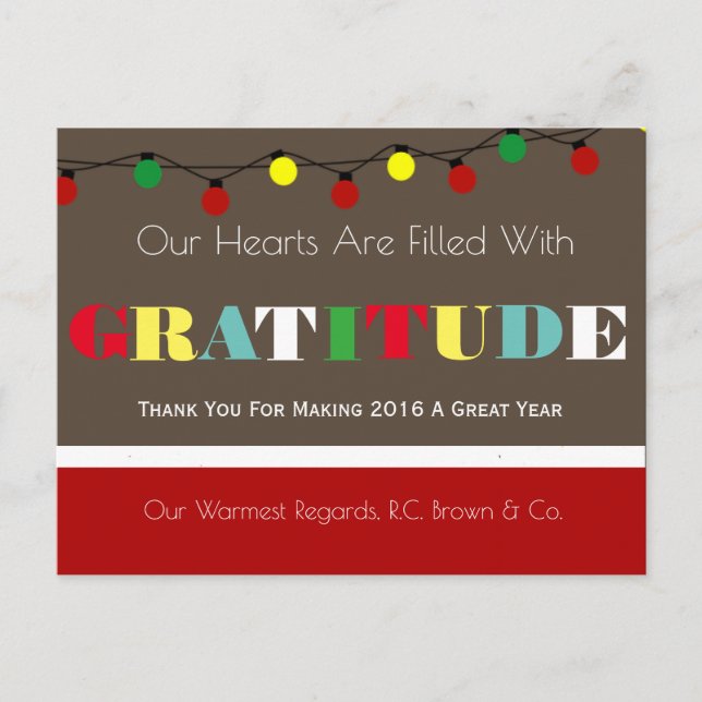Personalised Business Holiday Gratitude Postcard (Front)