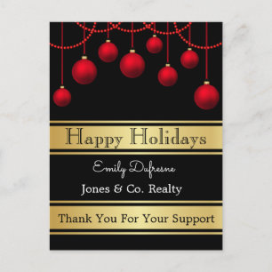 Personalised Business Holiday Greetings Ornaments Postcard