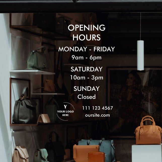 Personalised Business Hours Window Cling with Logo (Creator Uploaded)