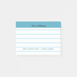 Personalised Business lines Blue Stripe Teacher Post-it Notes