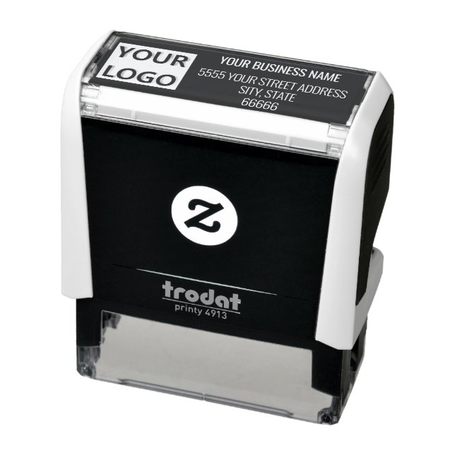 Personalised Business Logo Address Black and White Self-inking Stamp (Product)