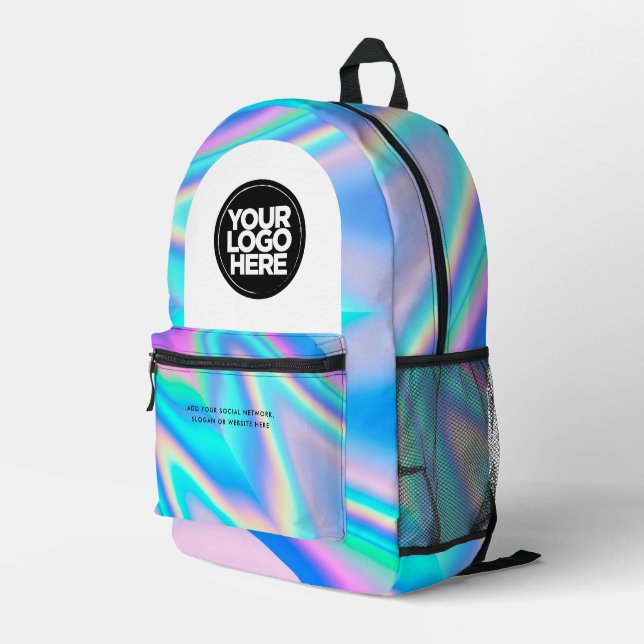 Personalised Business Logo and Text Holographic Printed Backpack (Back Corner Right)