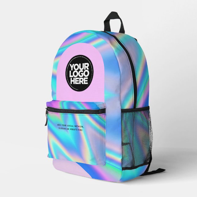 Personalised Business Logo and Text Holographic Printed Backpack (Back Corner Right)