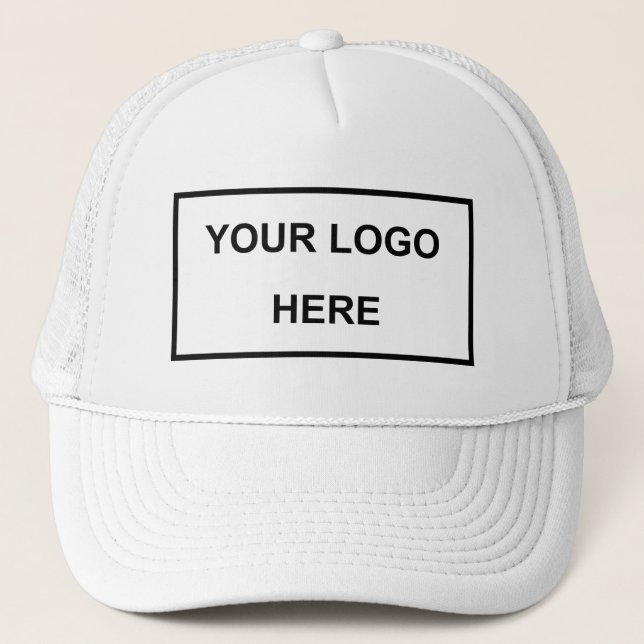 Personalised Business Logo Brand White Trucker Hat (Front)