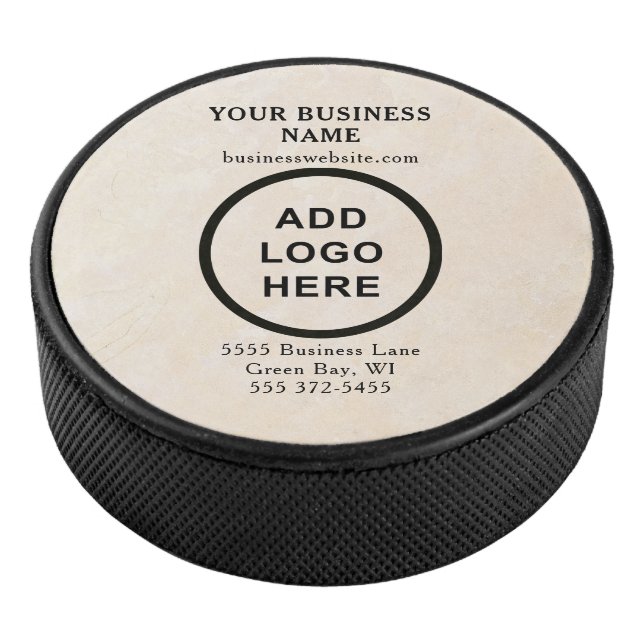 Personalised Business Logo Cream Branded Hockey Puck (3/4)