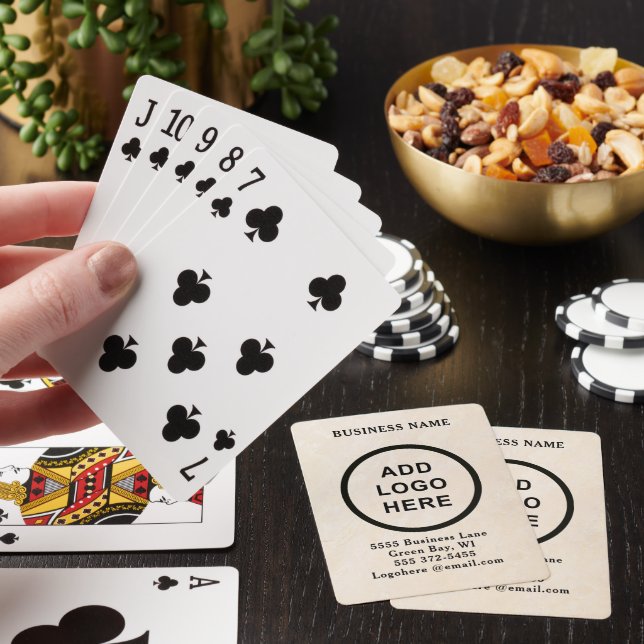 Personalised Business Logo Cream Branded Playing Cards (In Situ)