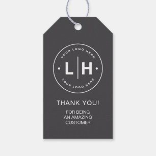 Personalised Business Logo Dark Grey Gift Tags
