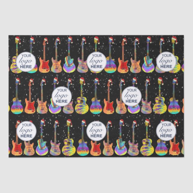 Personalised Business Logo Guitar Christmas Tissue Paper (Front)