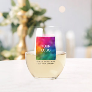 Personalised Business Logo Here Modern Custom Stemless Wine Glass